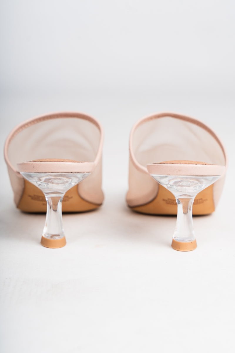 Bette mesh mule kitten heel nude