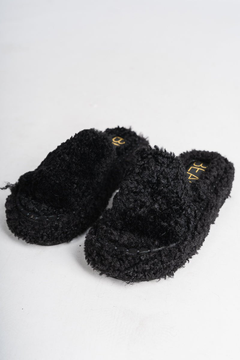 Frost fuzzy sandal black