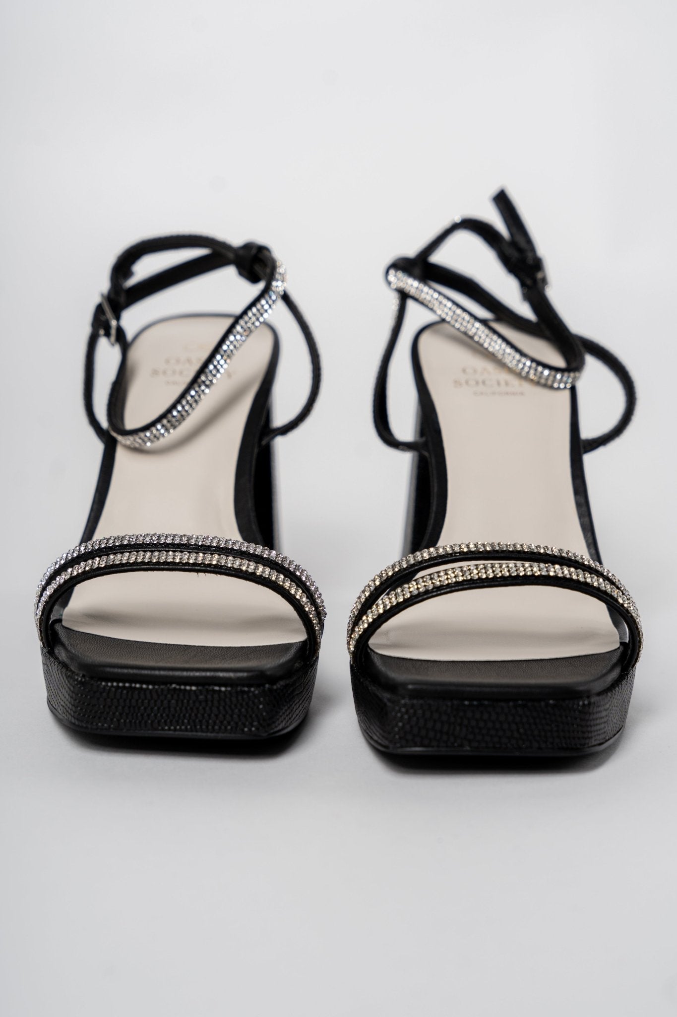 Suva rhinestone strappy heels black