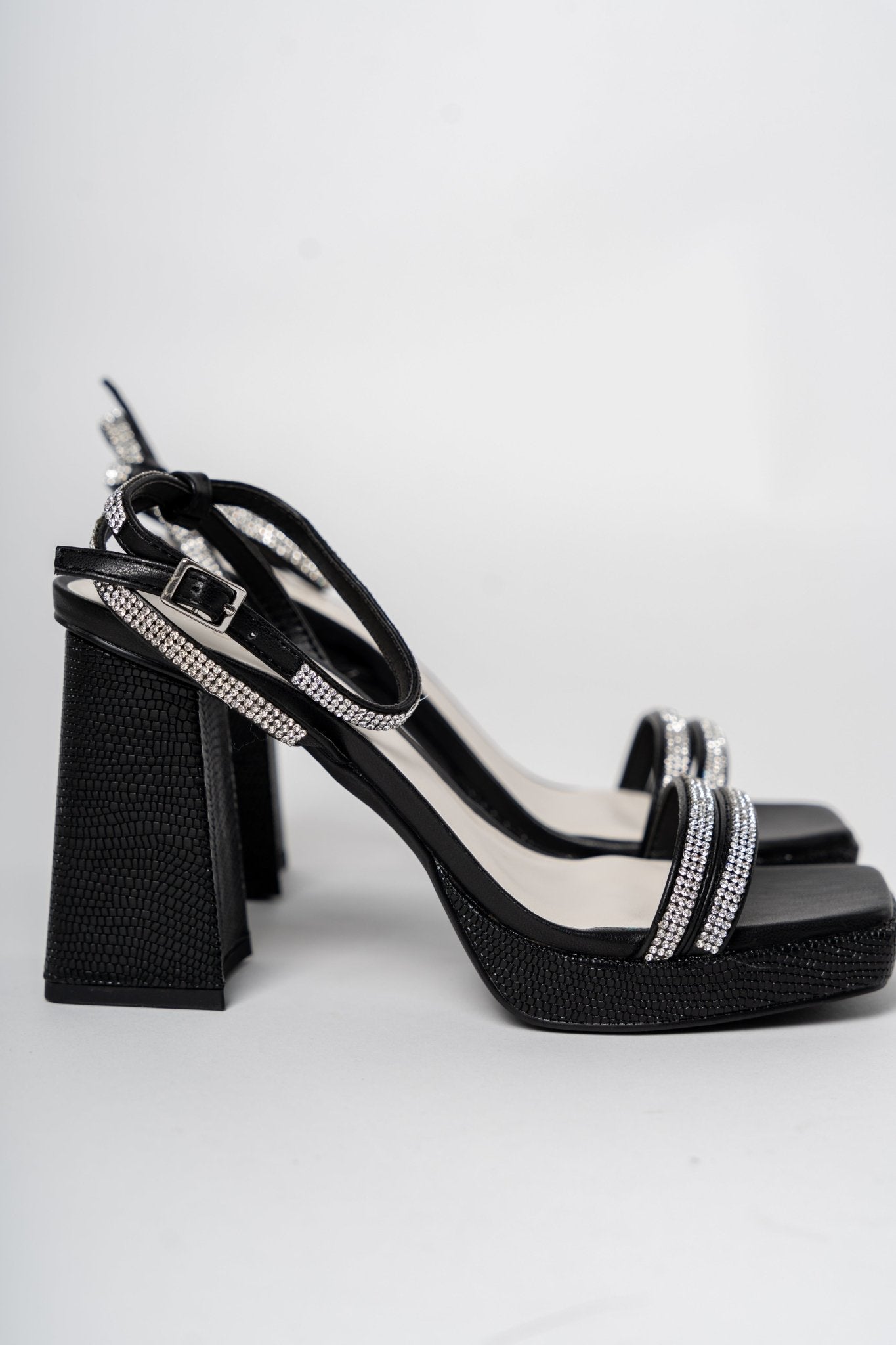 Suva rhinestone strappy heels black
