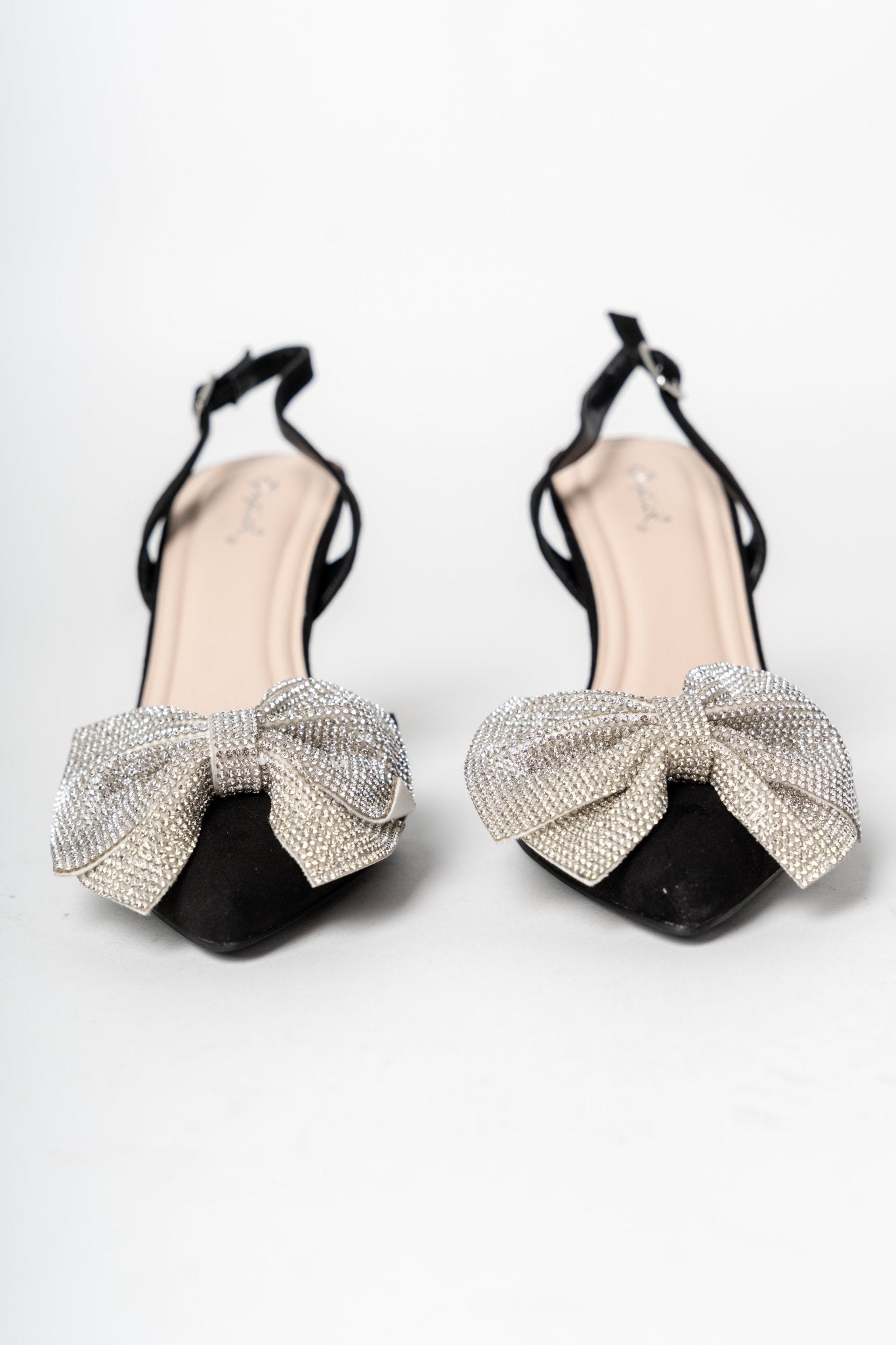 Trinee rhinestone bow heel black