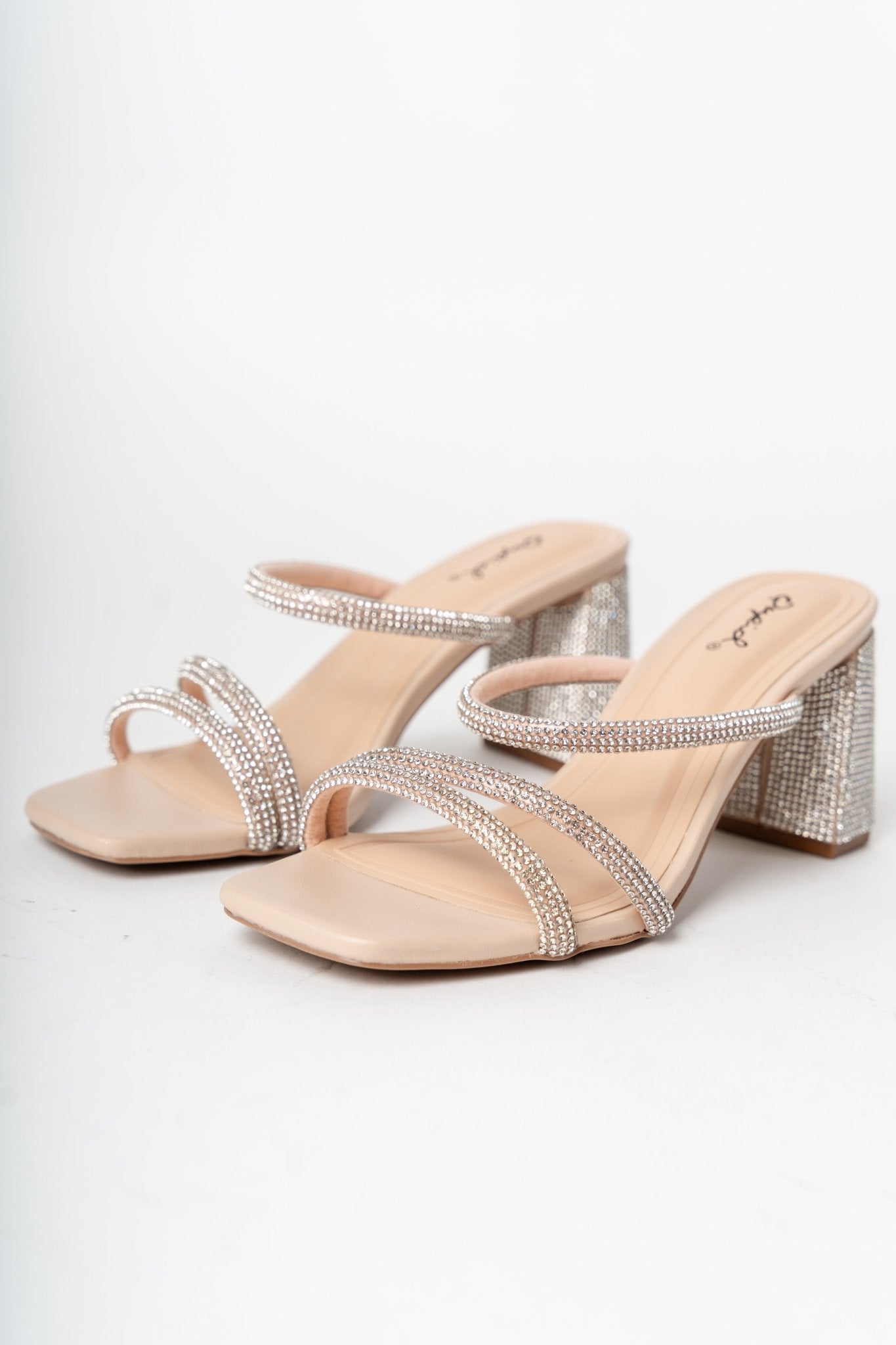 Kerstin rhinestone strappy heel nude