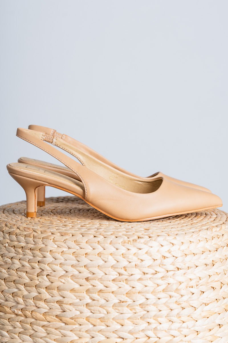 Grazia pointed toe kitten heel natural