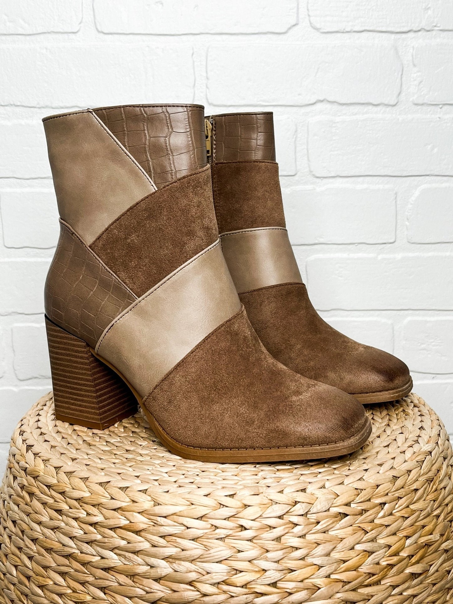 Cammy patchwork bootie taupe