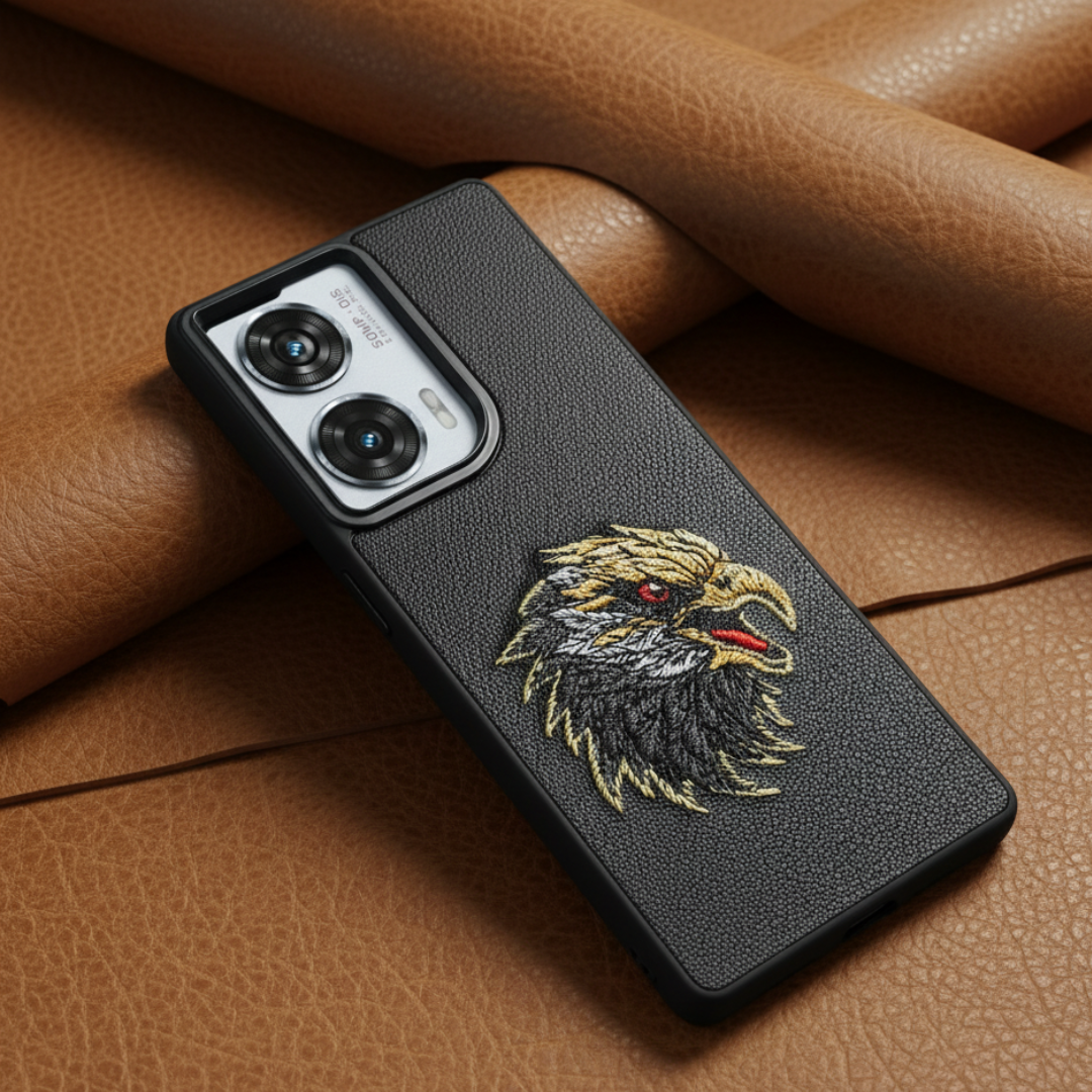 Black Leather Eagle OC Ornamented for Motorola Edge 50 Fusion — Goodsys