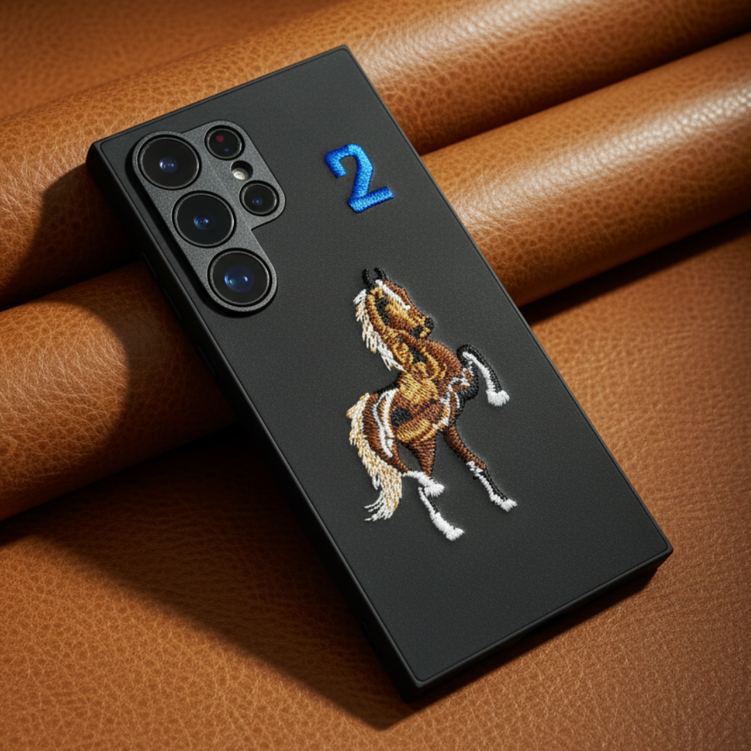 Black Leather CP Horse No.2 Ornamented for Samsung S24 Ultra — Goodsys