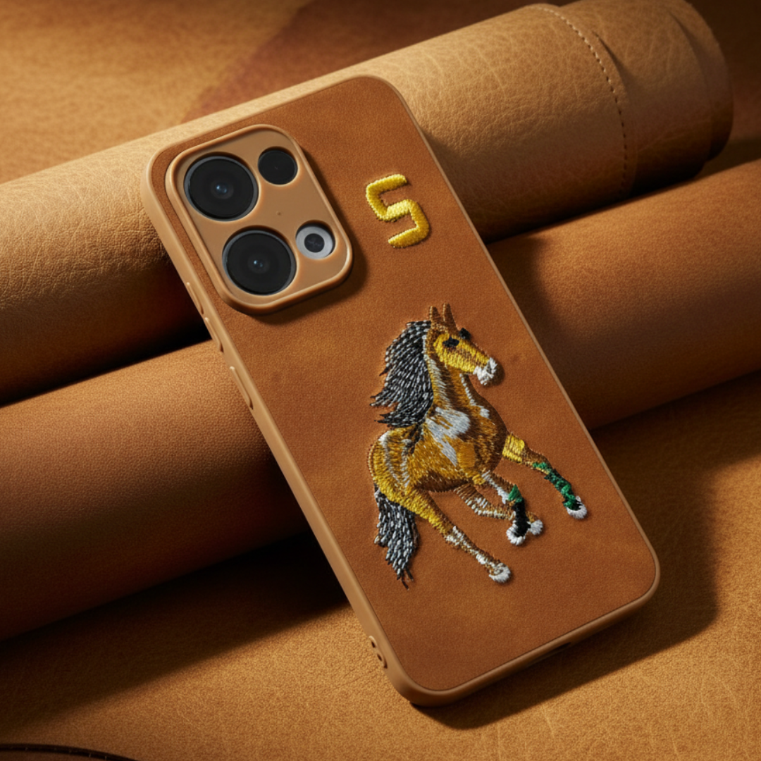Brown Leather CP Horse No. 5 Ornamented for Oppo Reno 13 — Goodsys