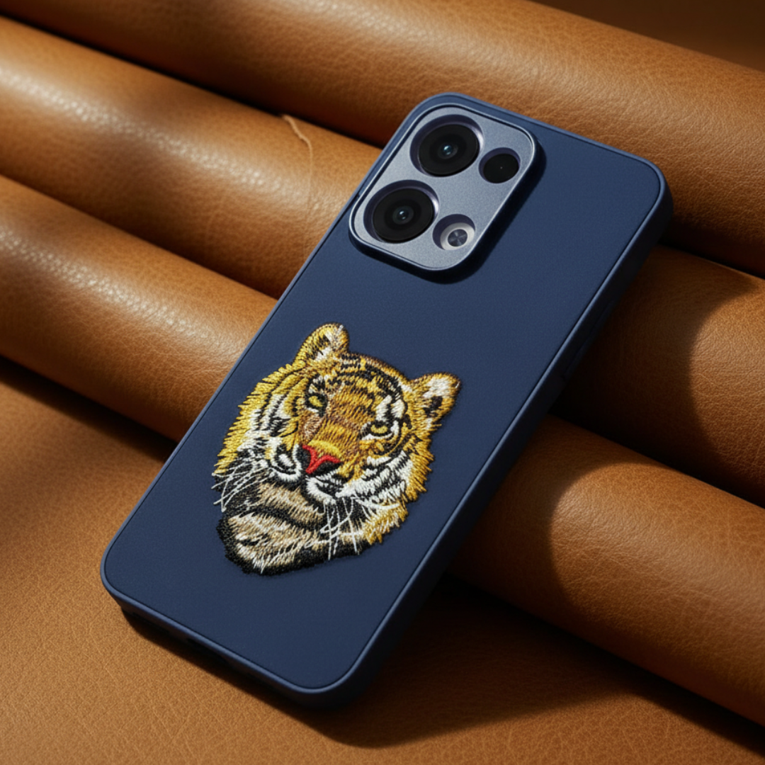Blue Leather CP Yellow Lion Ornamented for Oppo Reno 13 — Goodsys