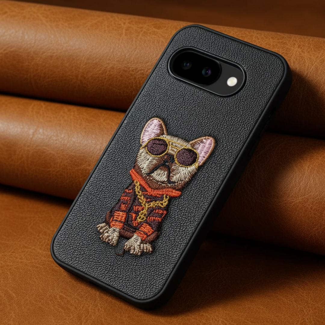 Black Leather Bulldog  OC Ornamented for Google Pixel 9a — TechGuard