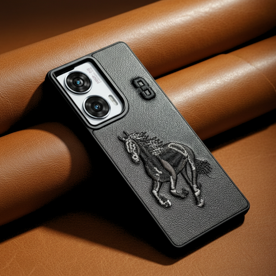 Black Leather Horse No. 3 OC Ornamented for Motorola Edge 50 Fusion — Goodsys