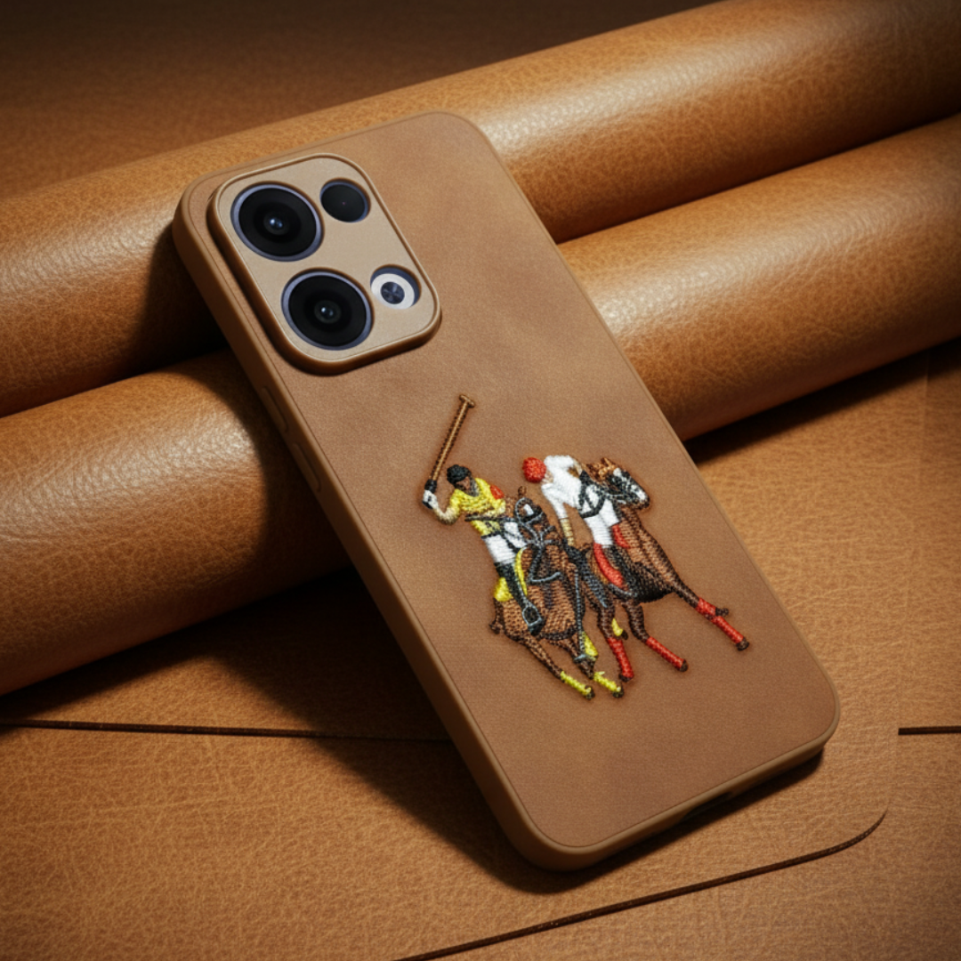 Brown Leather CP Dual Horse Rider Ornamented for Oppo Reno 13 — Goodsys