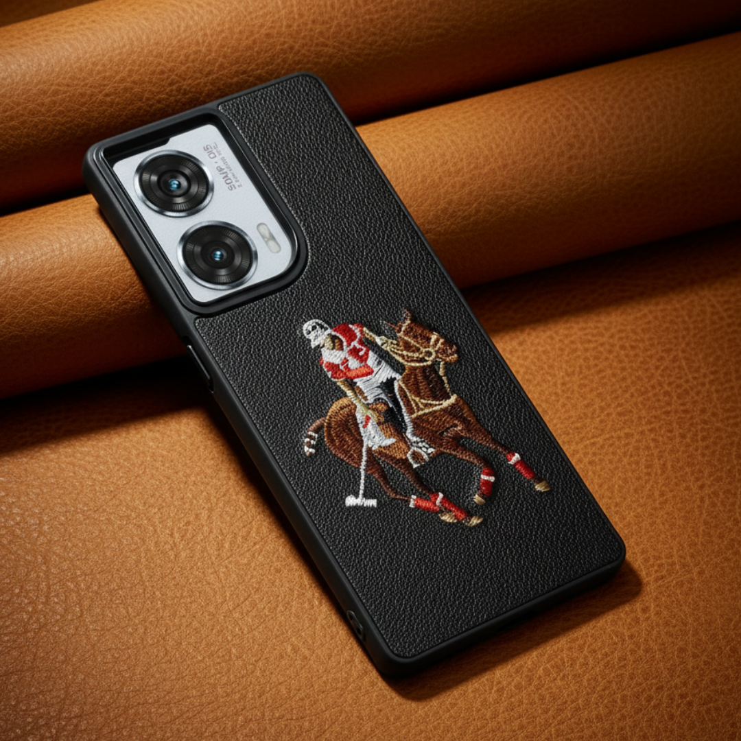 Black Leather Horse Rider OC Ornamented for Motorola Edge 50 Fusion — Goodsys