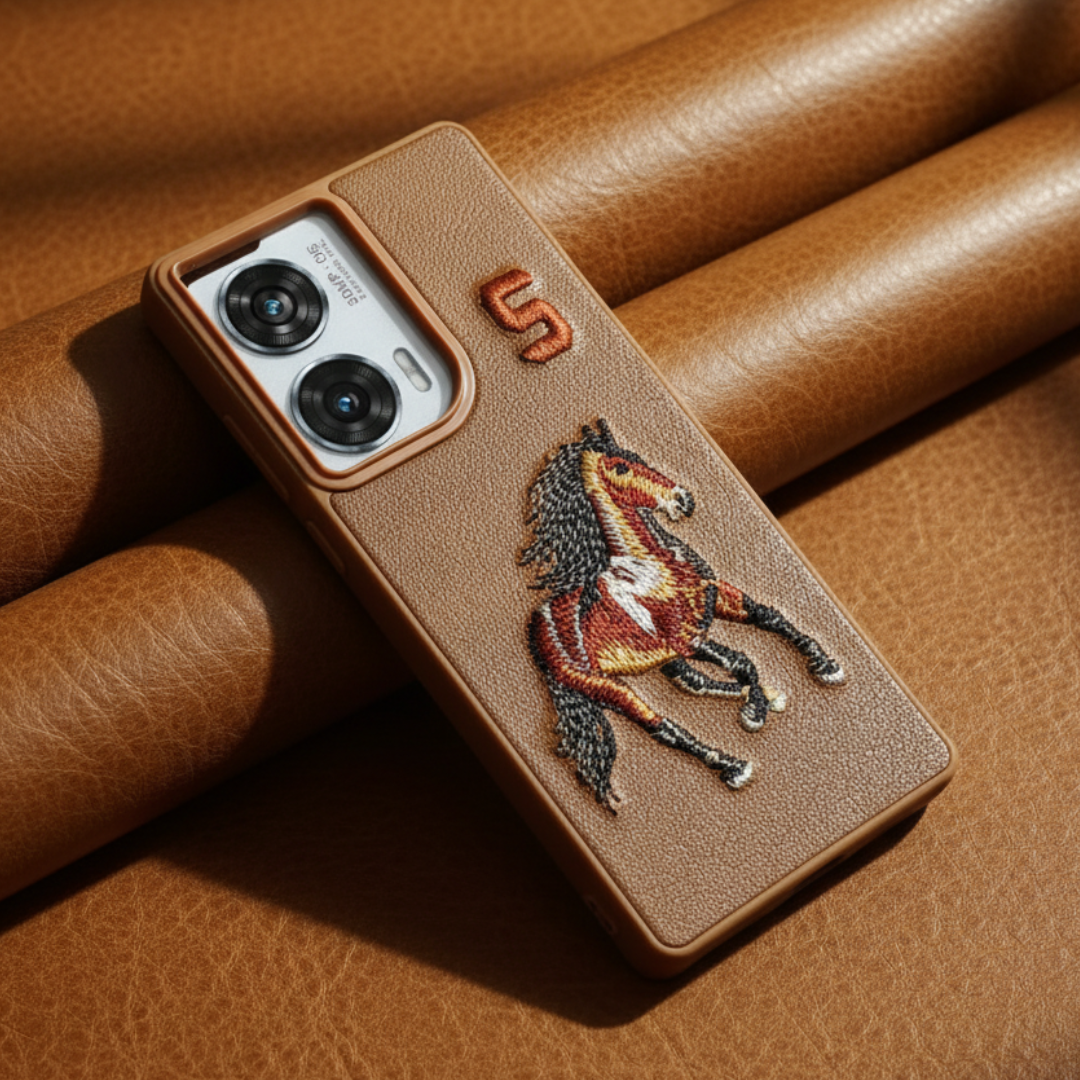 Brown Leather Horse No. 5 OC Ornamented for Motorola Edge 50 Fusion — Goodsys