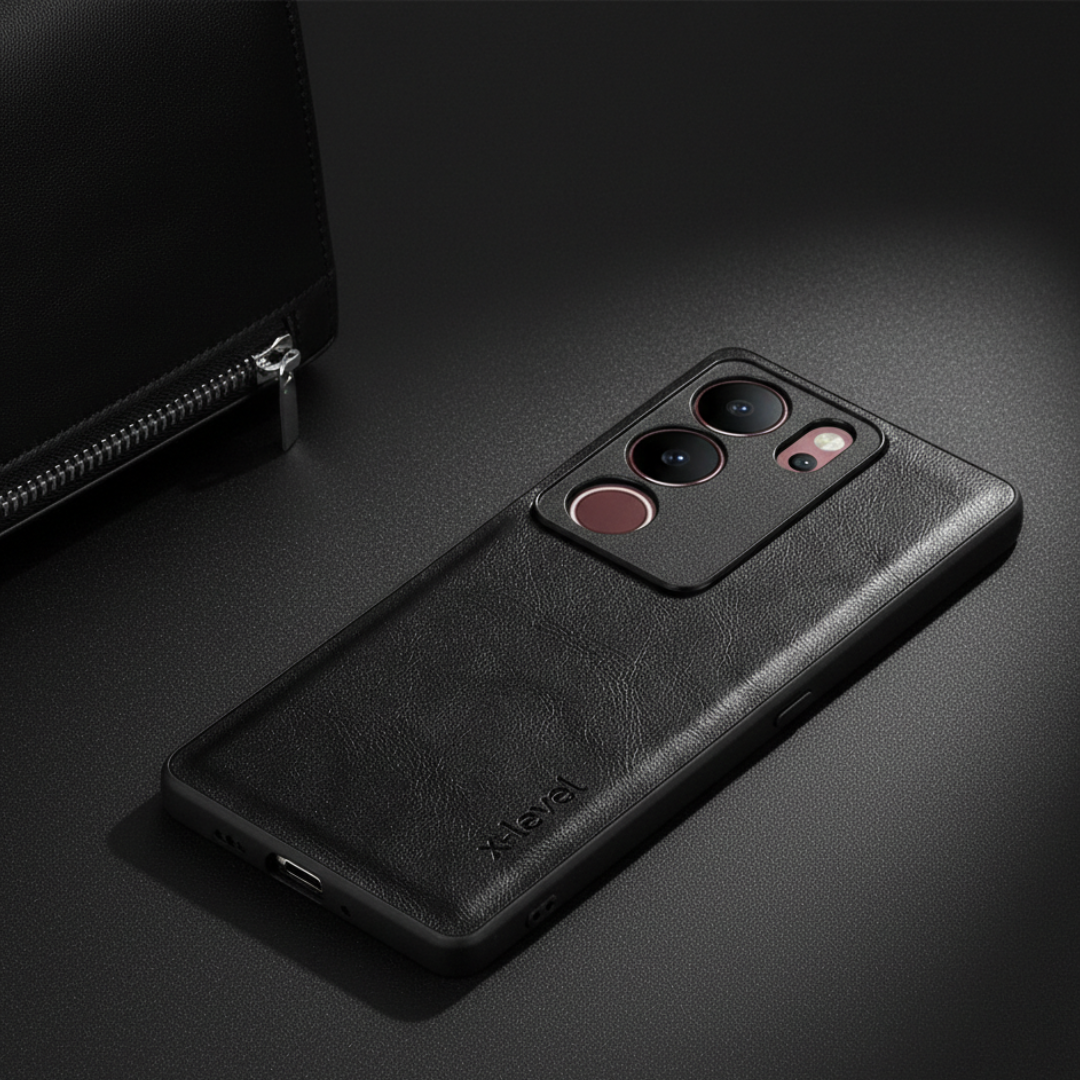 X-LEVEL Black  Leather Case for Vivo V29 — TechGuard