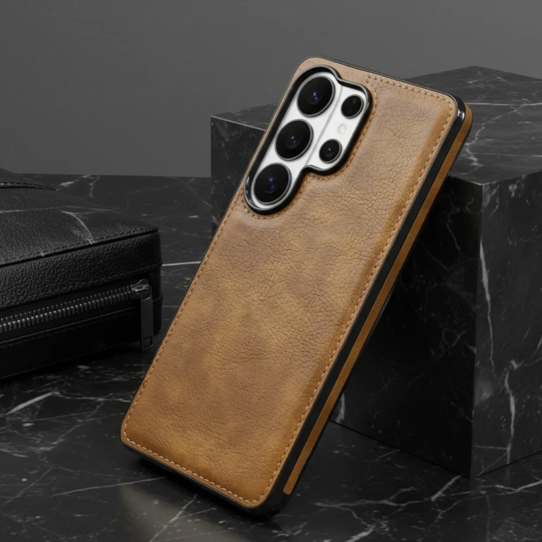 Puloka Brown Leather Case for Samsung S26 Ultra — Goodsys