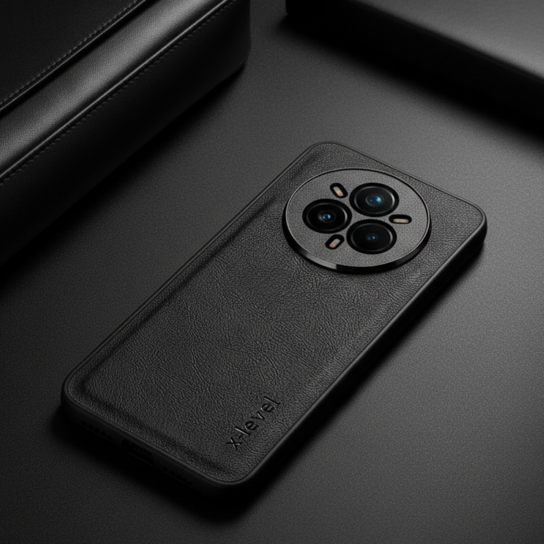 X-LEVEL Black  Leather Case for Realme 14 Pro — TechGuard