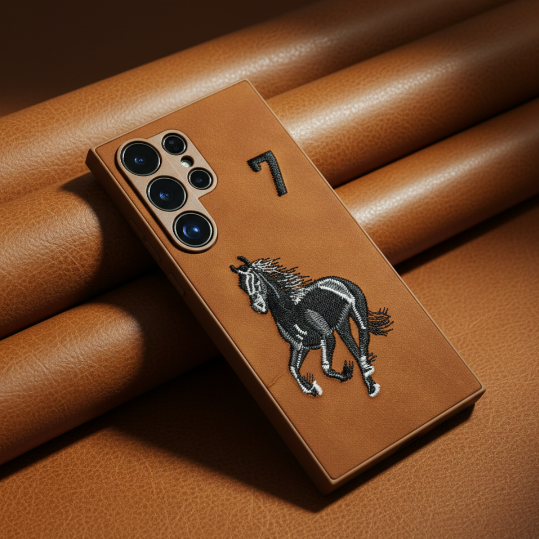 Brown Leather CP Horse No. 7 Ornamented for Samsung S24 Ultra — Goodsys