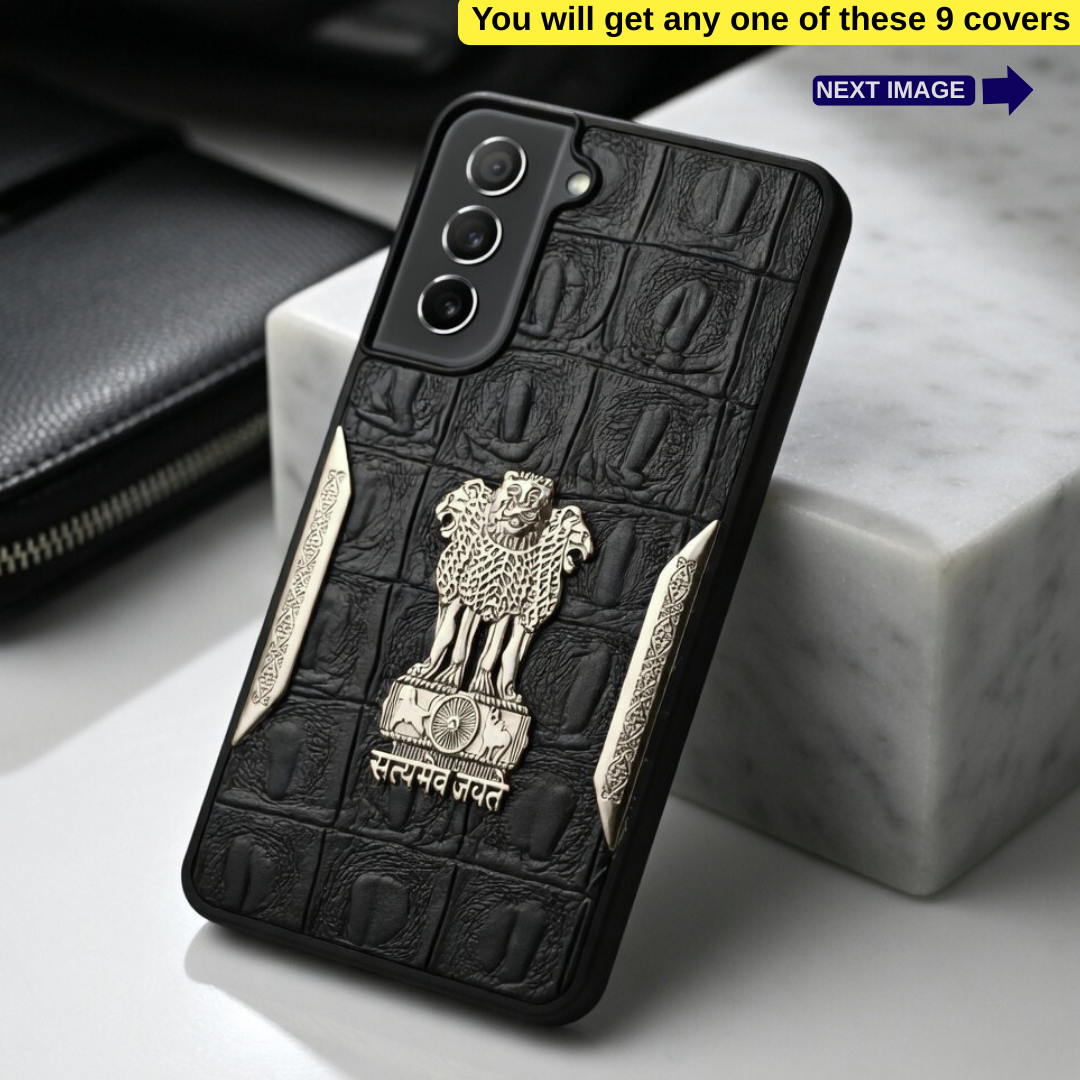 Black Satyameva Jayate embossed Leather Case for Samsung S21 Fe — Goodsys
