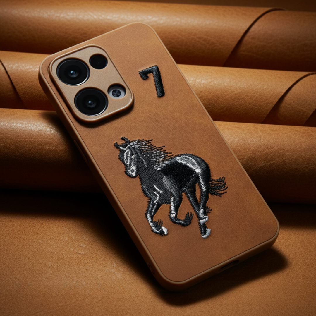 Brown Leather CP Horse No. 7 Ornamented for Oppo Reno 13 — Goodsys