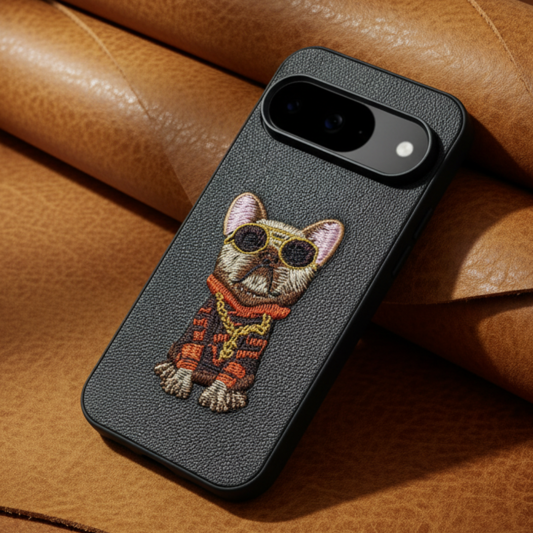 Black Leather Bulldog  OC Ornamented for Google Pixel 9 — TechGuard