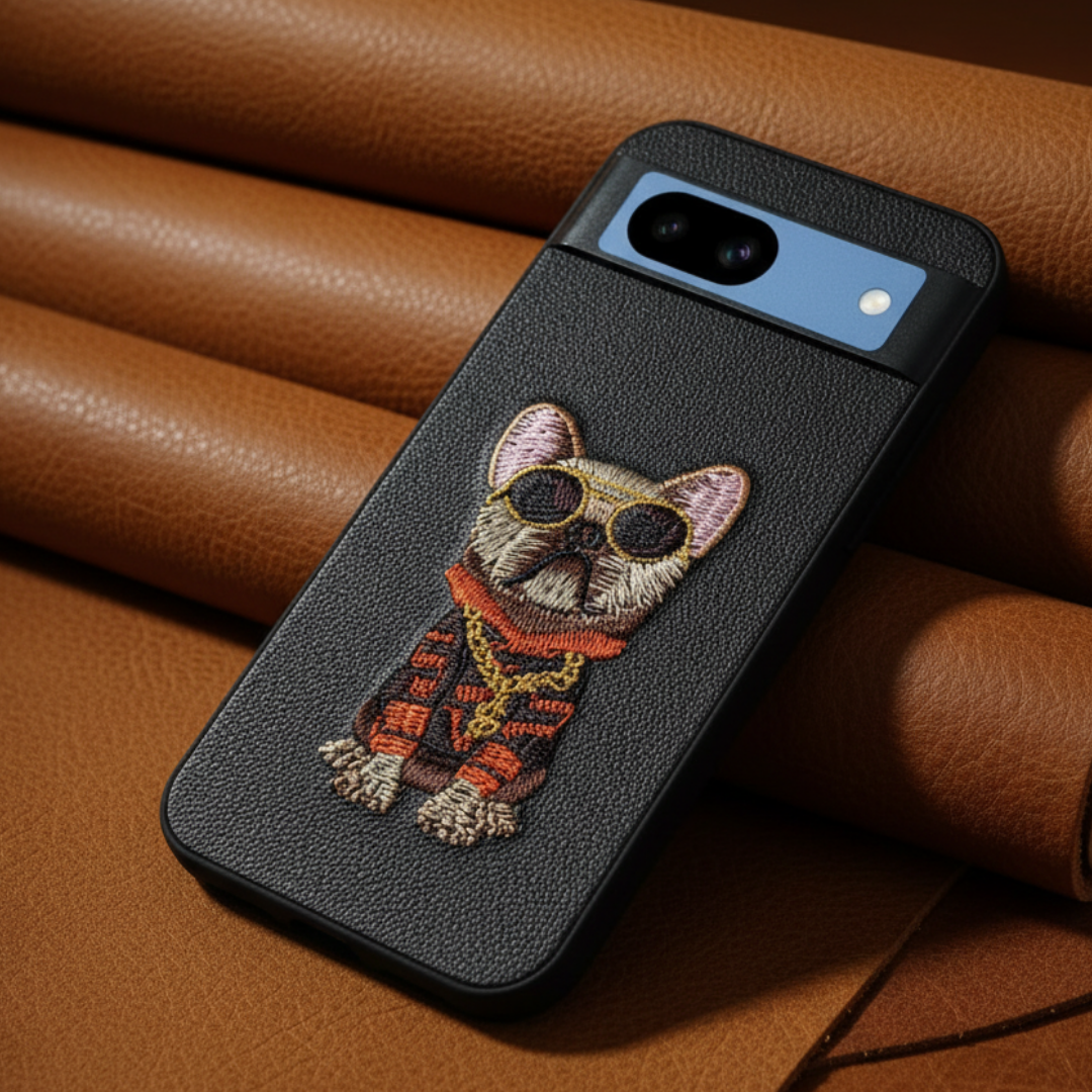 Black Leather Bulldog  OC Ornamented for Google Pixel 8a — TechGuard