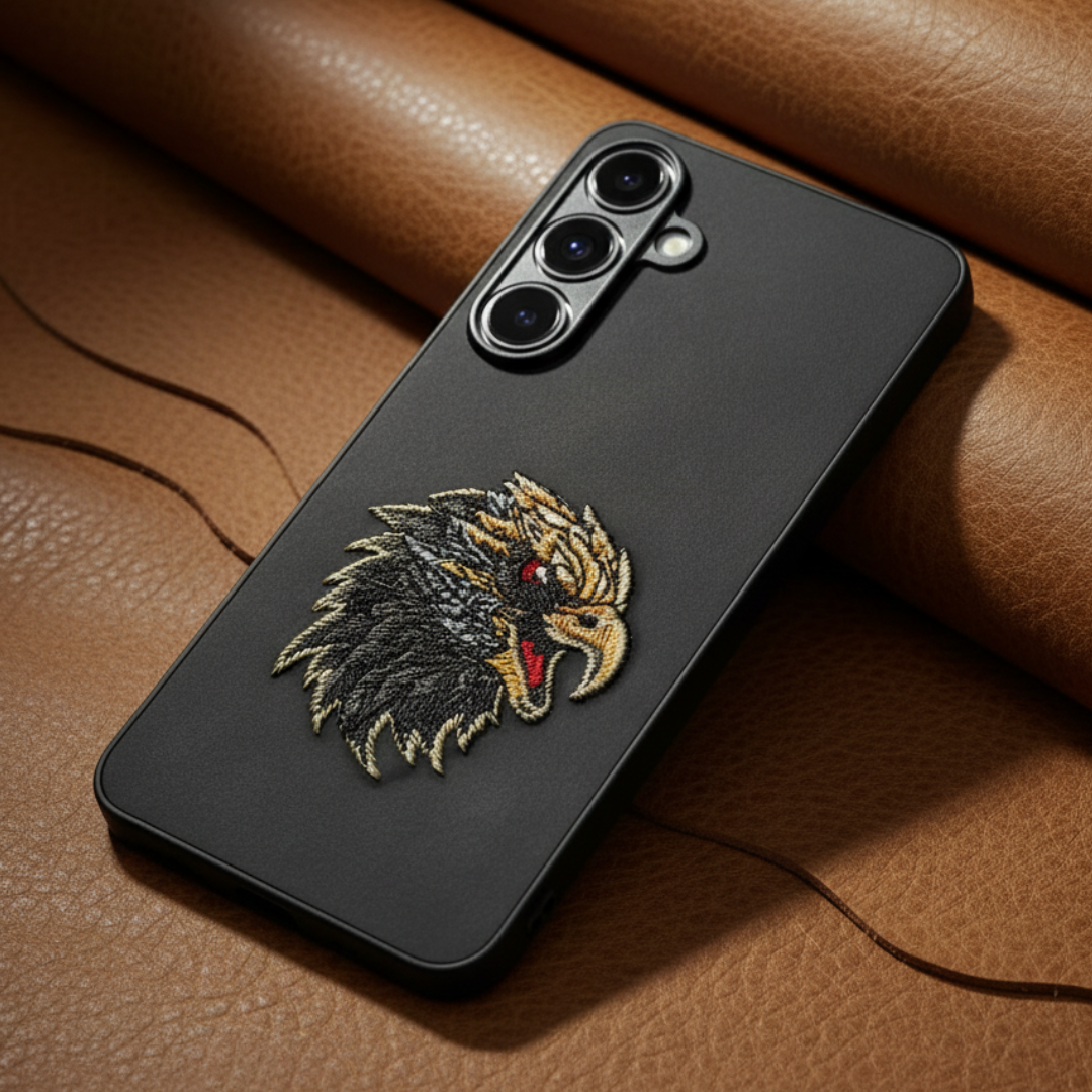 Black Leather CP Eagle Ornamented for Samsung S24 Fe — Goodsys