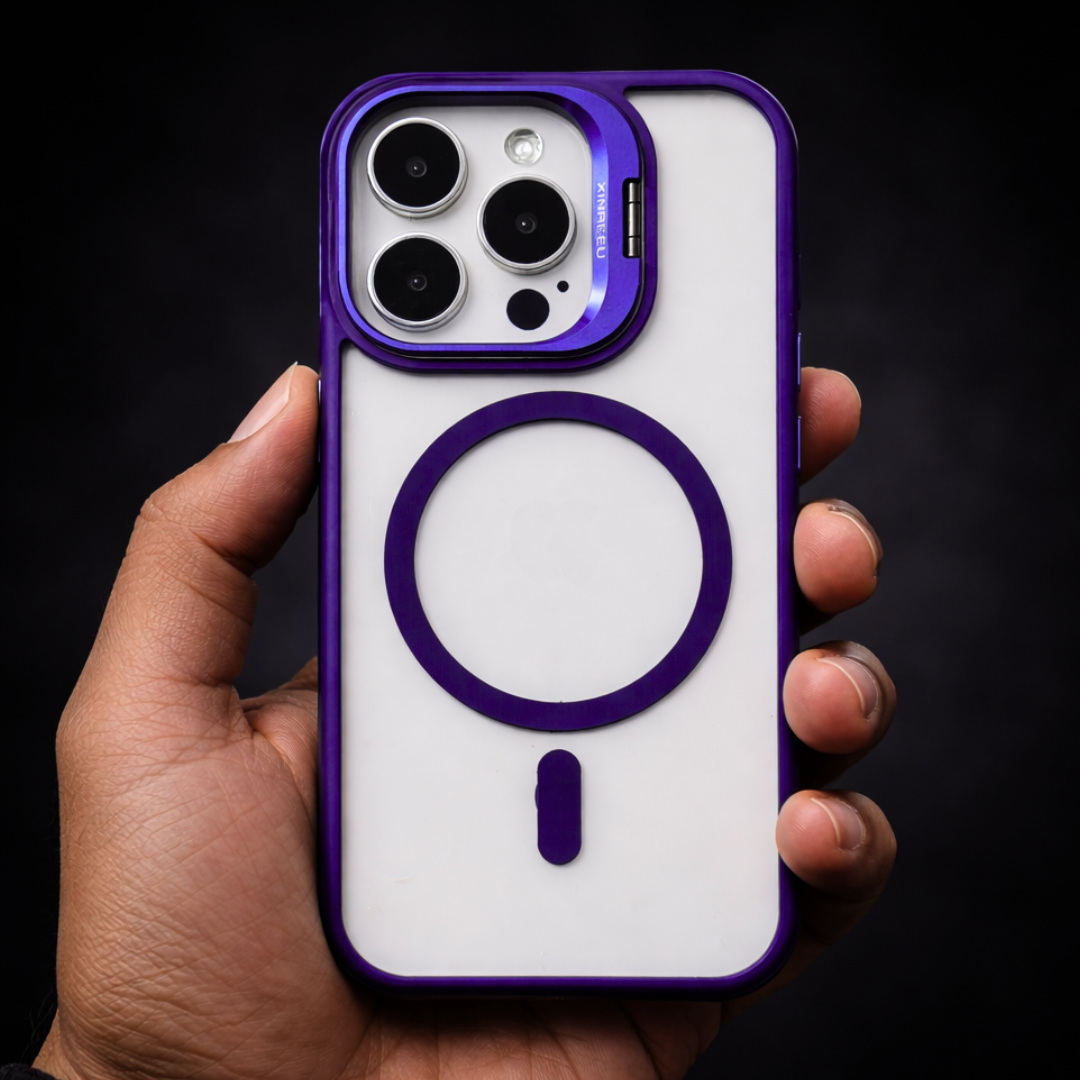 Deep Purple XINREEU Transparent Case for Apple iphone 15 Pro