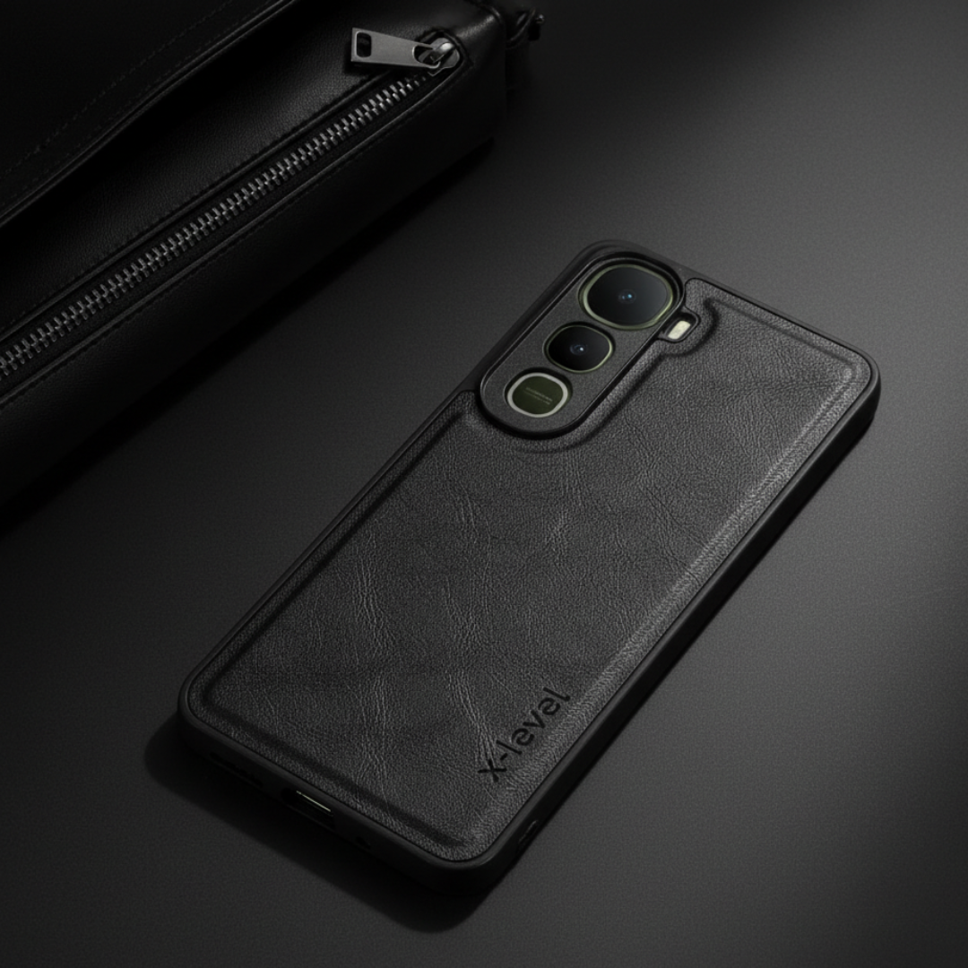 X-LEVEL Black  Leather Case for Vivo Y400 — TechGuard