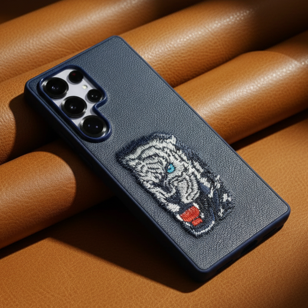 Blue Leather Blue Lion OC Ornamented for  Samsung S25 Ultra — Goodsys