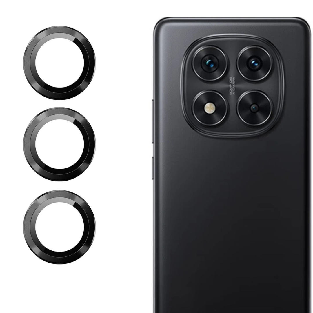Black Metallic camera ring lens guard for Redmi Note 14 Pro — TechGuard