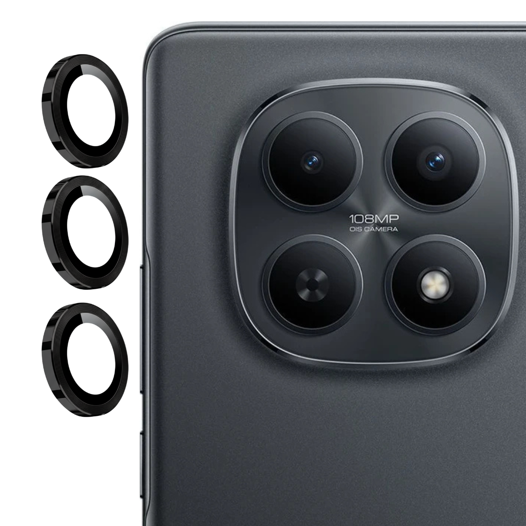 Black Metallic camera ring lens guard for Redmi Note 15 — TechGuard
