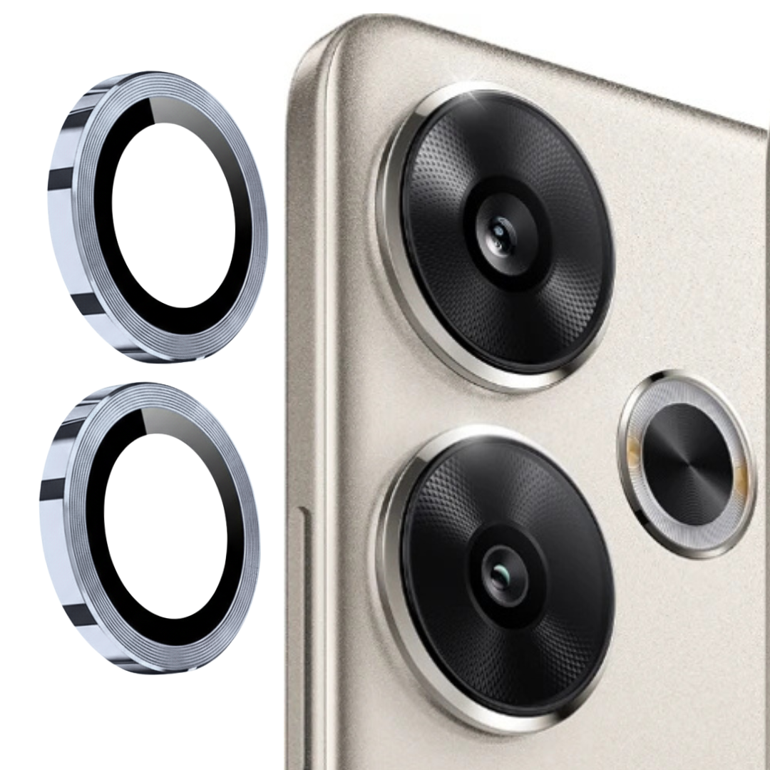 Silver Metallic camera ring lens guard for Poco F6 — TechGuard