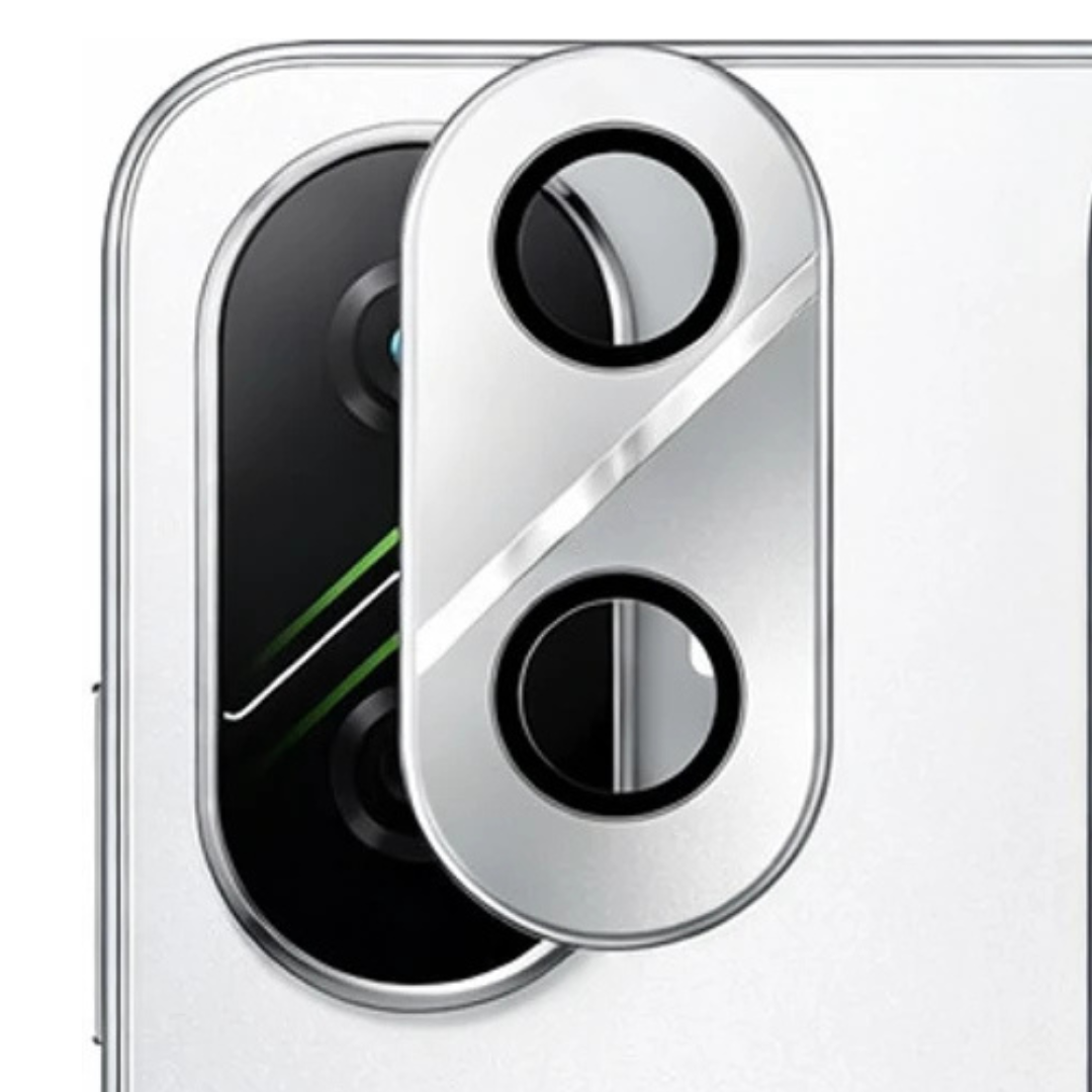 Silver Metallic camera ring lens guard for Poco F7 — TechGuard