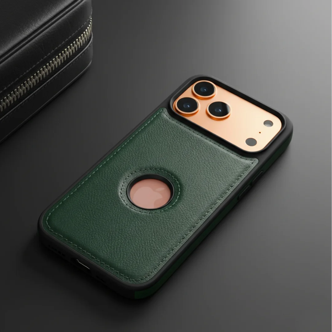 Puloka Green Logo cut Leather silicone case for Apple iPhone 17 Pro Max — Goodsys