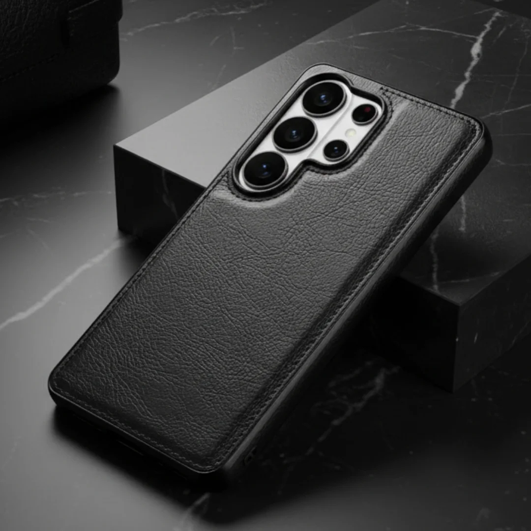 Puloka Black Leather Case for Samsung S26 Ultra — Goodsys