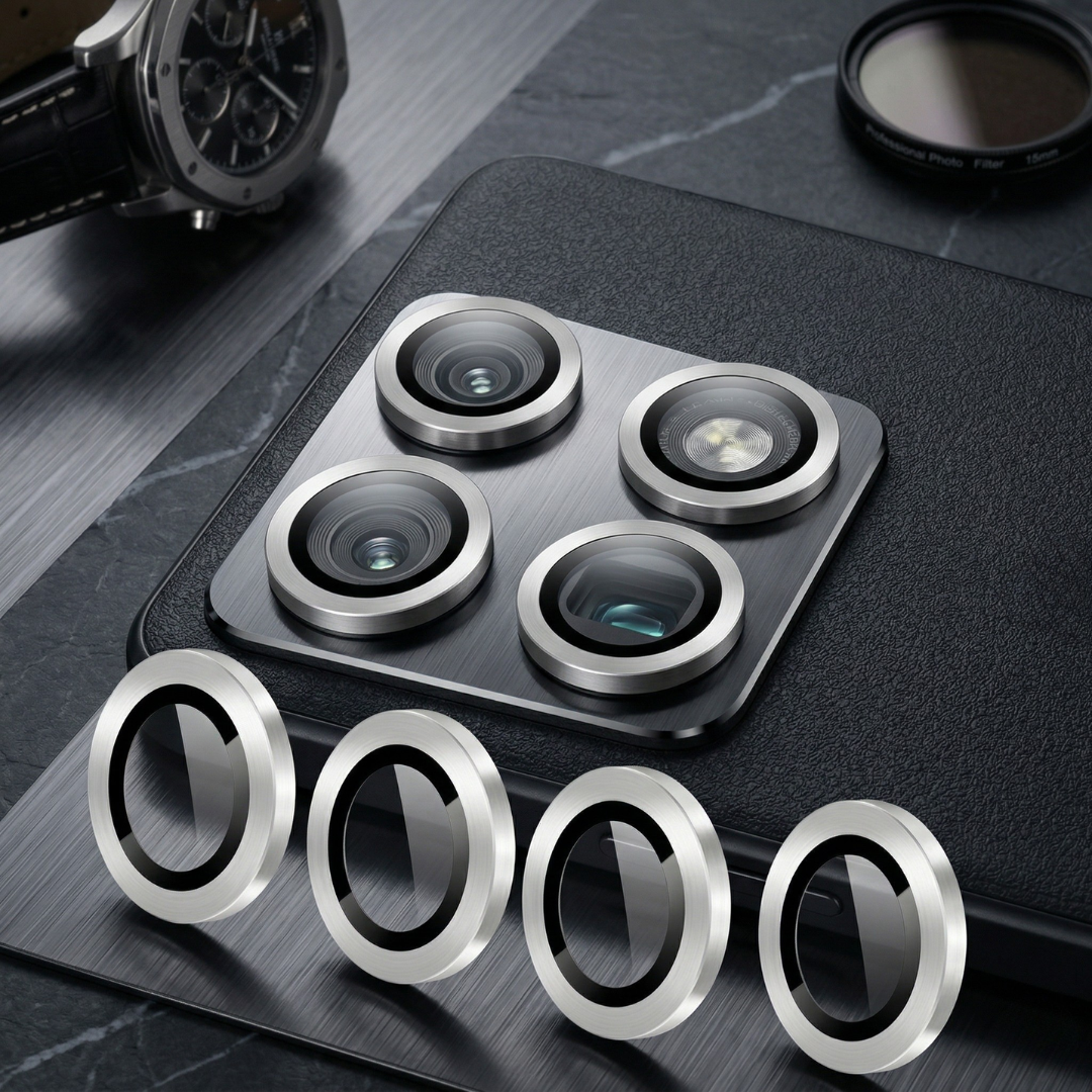 Silver Metallic camera ring lens guard for Motorola Signature — TechGuard