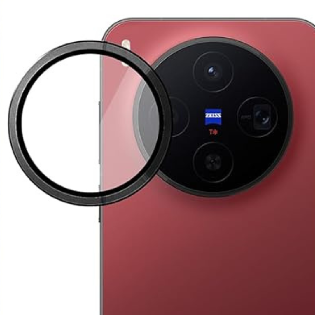 Black Metallic camera ring lens guard for Vivo X300 — TechGuard