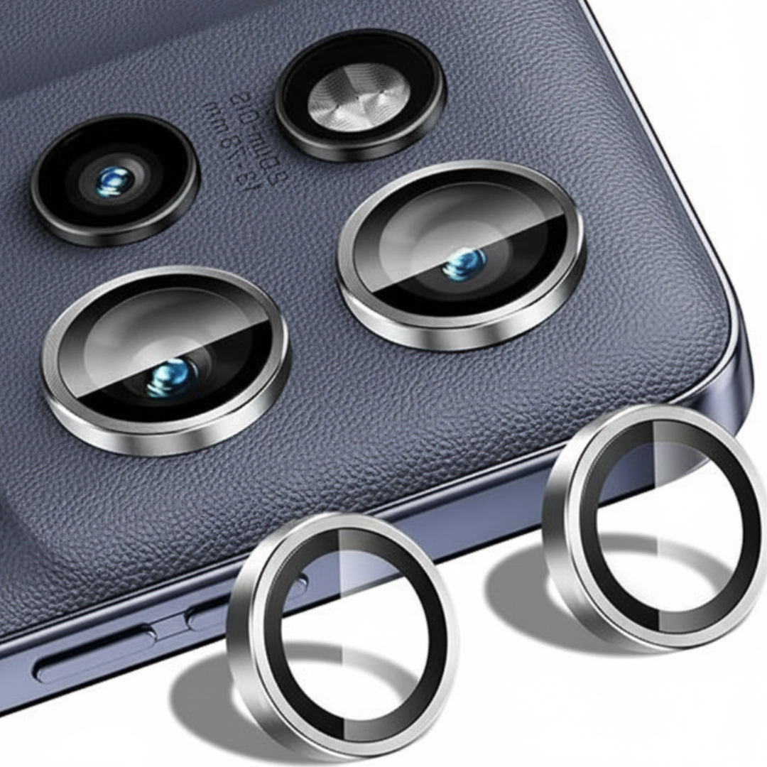 Silver Metallic camera ring lens guard for Motorola Edge 50 — TechGuard