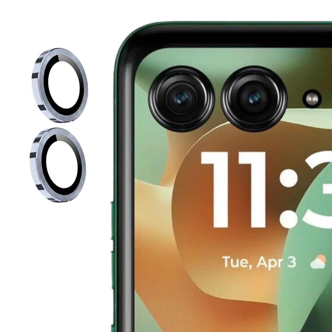 Silver Metallic camera ring lens guard for Motorola Razr 60 — TechGuard