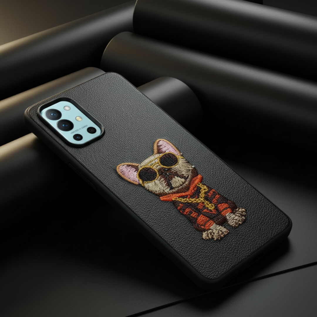 Black Leather Bulldog  OC Ornamented for Oneplus 9r — TechGuard
