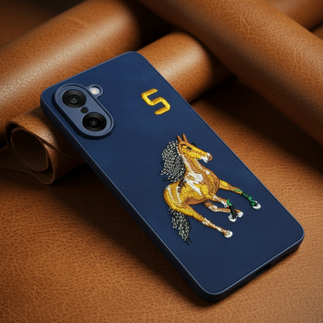 Blue Leather CP Horse No. 5 Ornamented for Oneplus Nord Ce 5 — Goodsys