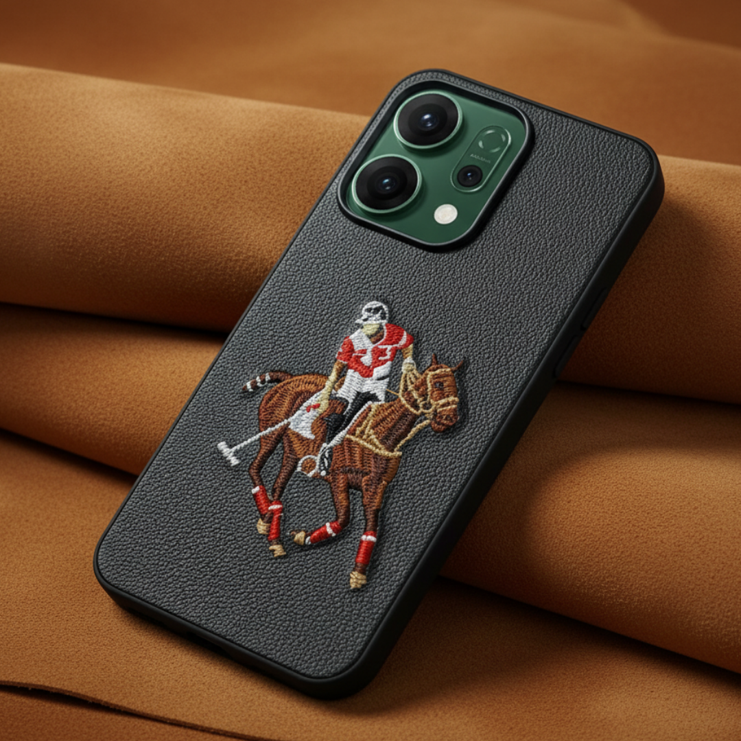 Black Leather Horse Rider OC Ornamented for Oppo Reno 14 — Goodsys
