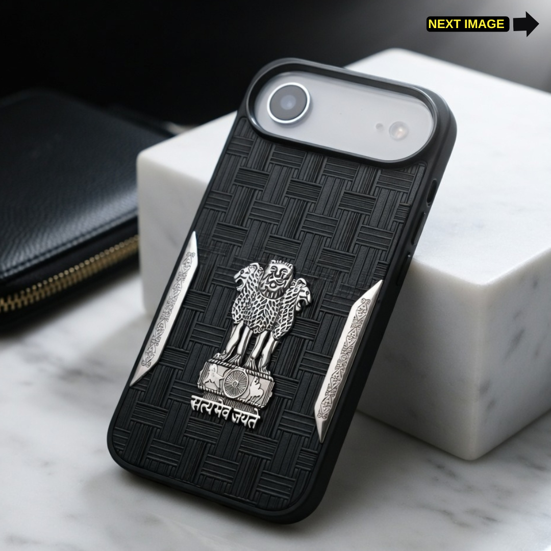 Black Satyameva Jayate embossed Leather Case for Apple iphone Air