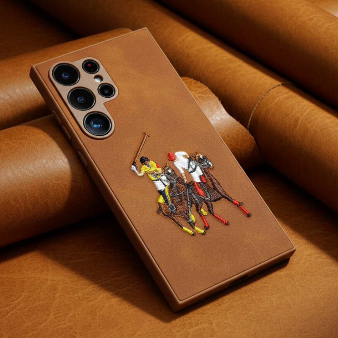 Brown Leather CP Dual Horse Rider Ornamented for Samsung S24 Ultra — Goodsys