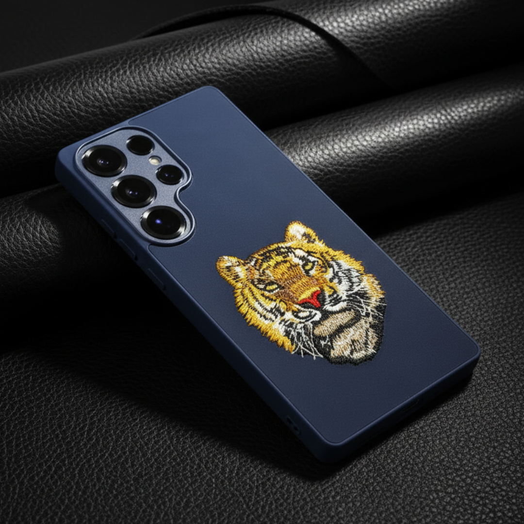 Blue Leather  CP Yellow Lion Ornamented for Samsung S25 Ultra — Goodsys