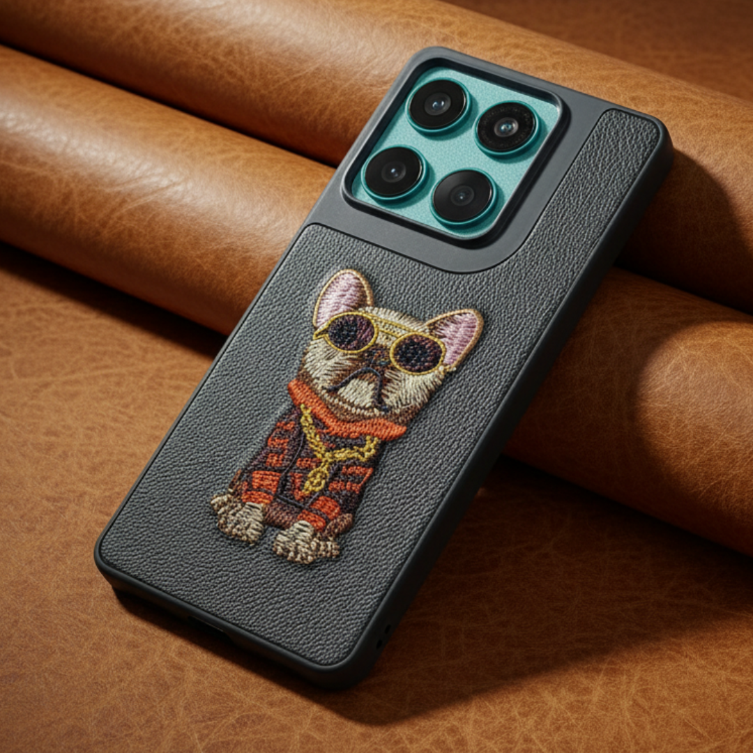 Black Leather Bulldog OC Ornamented for Motorola Edge 60 Fusion — TechGuard