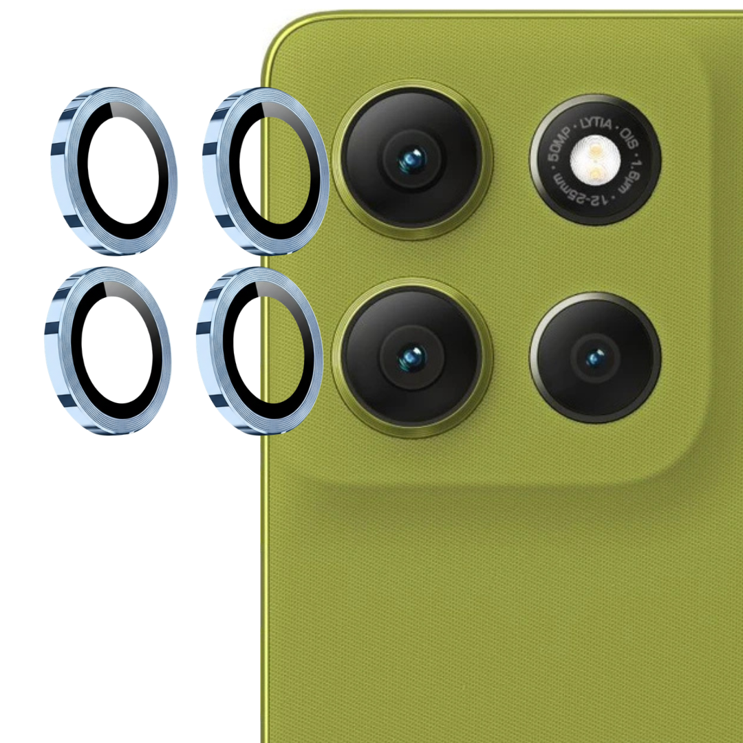 Blue Metallic camera ring lens guard for Motorola G86 Power — TechGuard