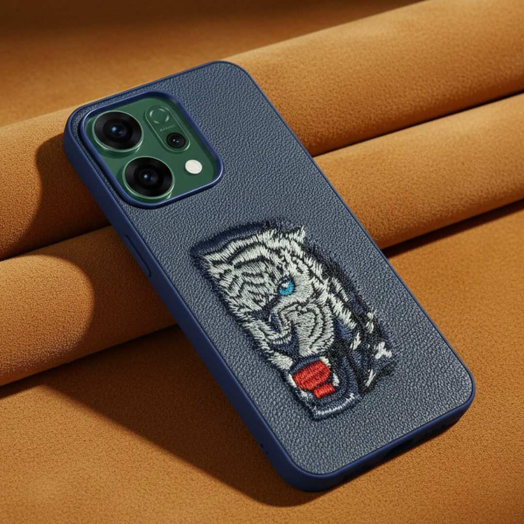 Blue Leather Blue Lion OC Ornamented for Oppo Reno 14 — Goodsys