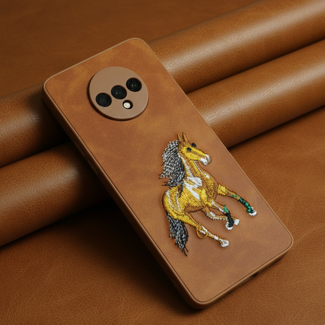 Brown Leather CP Yellow Horse Ornamented for Oneplus 7T — Goodsys