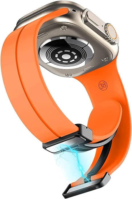 Orange Magnetic Clasp Adjustable Strap For Apple Iwatch (38mm/40mm/41mm)